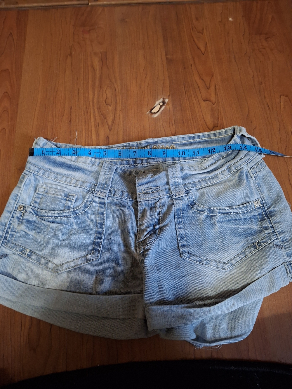 Butt I Love You Wax Jean Light Wash Cuffed Denim Shorts (CFD 072)